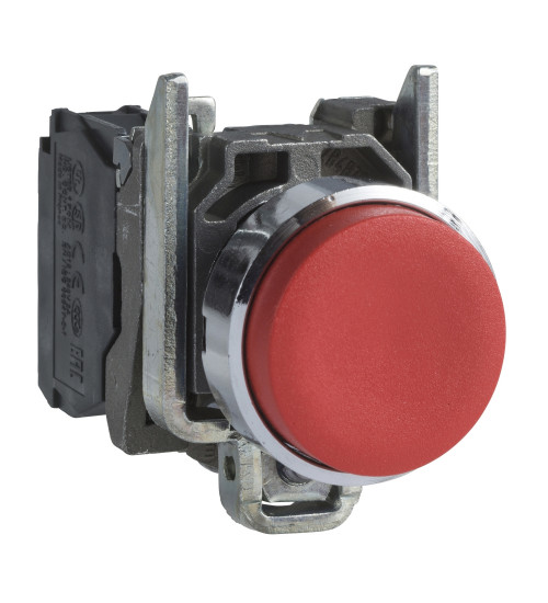 Schneider Electric XB4BL42 - red projecting complete pushbutton Ã22 spring return 1NC 