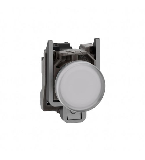 Schneider Electric XB4BVB1 - Pilot light, Harmony XB4, grey plastic, white, 22mm, universal LED, plain lens, 24V AC/DC