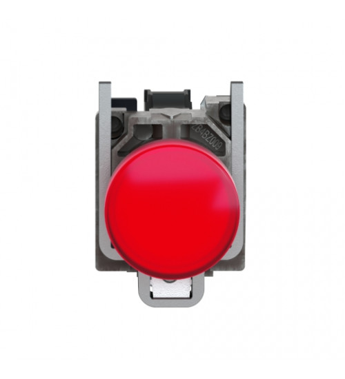 Schneider Electric XB4BVB4 - Pilot light, Harmony XB4, grey plastic, red, 22mm, universal LED, plain lens, 24V AC/DC