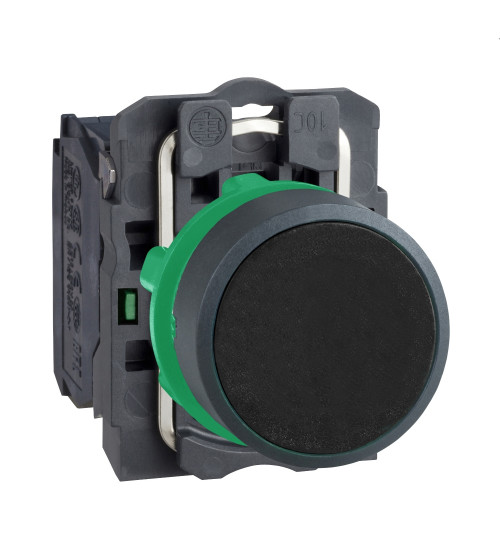 Schneider Electric XB5AA21N - Push button, Harmony XB5N XB7N, plastic, flush, black, 22mm, spring return, unmarked, 1 NO