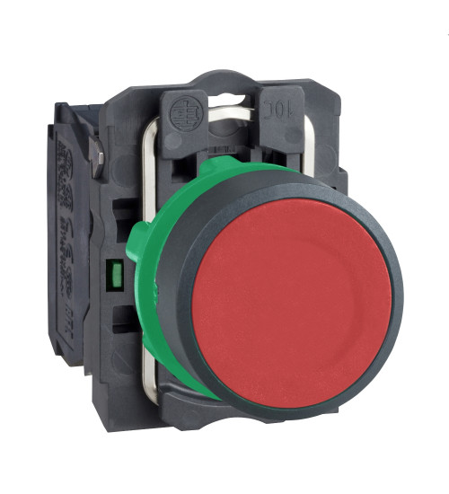 Schneider Electric XB5AA41N - Push button, Harmony XB5N XB7N, plastic, flush, red, 22mm, spring return, unmarked, 1 NO