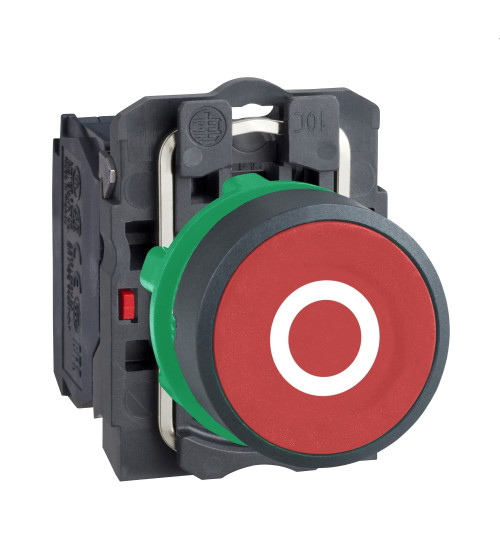 Schneider Electric XB5AA4322 - red flush complete pushbutton Ã22 spring return 1NC 