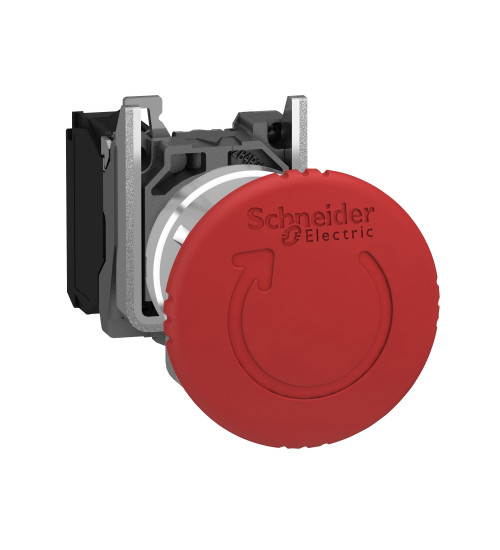 XB5AA4322N - red flush complete pushbutton diameter22 spring return 1NC O