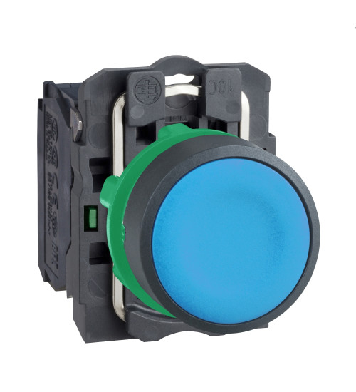 Schneider Electric XB5AA61 - Push button, plastic, flush, blue, Ã22, spring return, unmarked, 1 NO