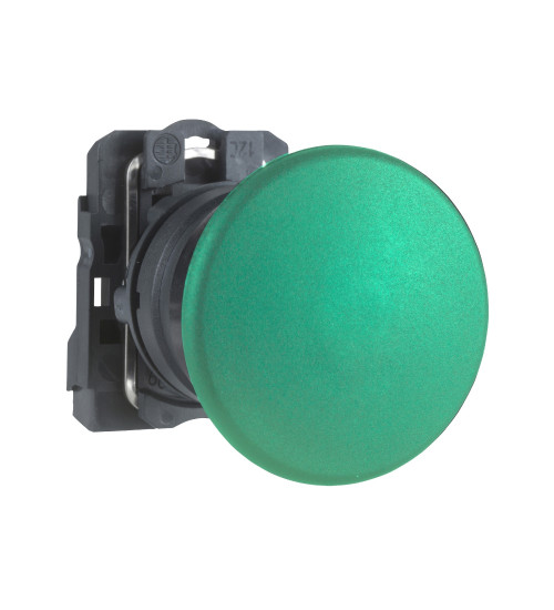 Schneider Electric XB5AC31N - Push button, Harmony XB5N XB7N, plastic, mushroom, green, 40mm, spring return, unmarked, 1 NO