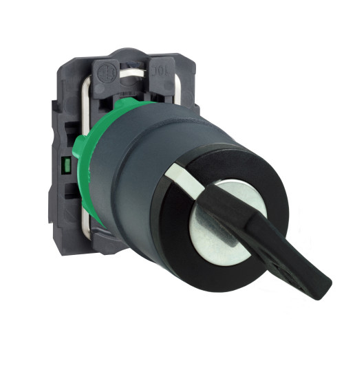 Schneider Electric XB5AG21N - Key selector switch, Harmony XB5N XB7N, plastic, black, 22mm, short handle, 2 position, stay put, left key release, 1 NO