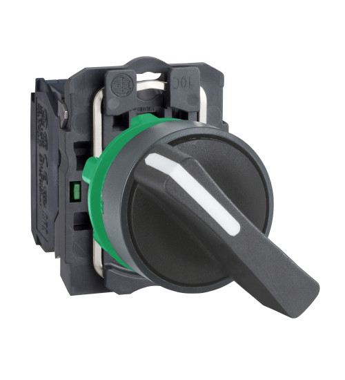 Schneider Electric XB5AJ21N - Selector switch, Harmony XB5N XB7N, plastic, black, 22mm, long handle, 2 position, stay put, 1 NO