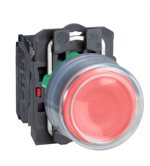 Schneider Electric XB5AP42N - Push button, Harmony XB5N XB7N, plastic, flush, transparent boot, red, 22mm, spring return, unmarked, 1 NC, IP65