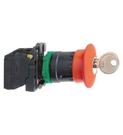 Schneider Electric XB5AS442N - Emergency switching off push button, Harmony XB5N XB7N, plastic, red, 30mm, turn to release, 1 NC