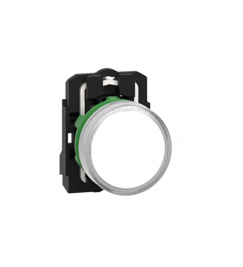 Schneider Electric XB5AVB1 - pilot light, Harmony XB5, grey plastic, white, 22mm, universal LED, plain lens, 24V AC/DC