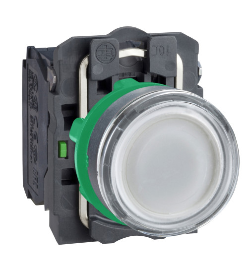 Schneider Electric XB5AW31B1N - Illuminated pushbutton, Harmony XB5N XB7N, plastic, flush, white, 22mm, spring return, 24V AC DC, 1 NO