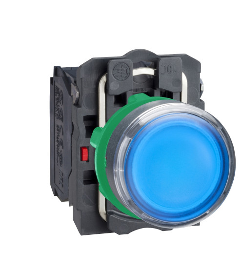 Schneider Electric XB5AW36G1N - Illuminated pushbutton, Harmony XB5N XB7N, plastic, flush, blue, 22mm, spring return, 110V AC, 1 NO