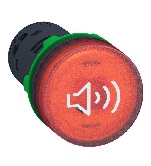 Schneider Electric XB5KS2B4 - Harmony XB5, Illuminated buzzer, plastic, red, Ã22, continuous or intermittent tone, 24 V AC/DC
