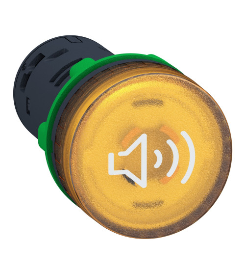 Schneider Electric XB5KS2B8 - Harmony XB5, Illuminated buzzer, plastic, yellow, Ã22, continuous or intermittent tone, 24 V AC/DC