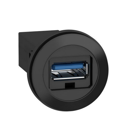 Schneider Electric XB5PUSB3 - Panel mounted USB 3.0 port, plastic, Ã22, for USB interface jack type A