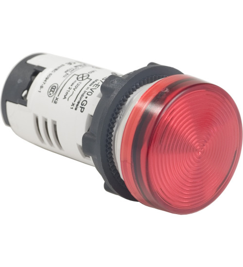 Schneider Electric XB7EV04GPN - Monolithic pilot light, Harmony XB5N XB7N, plastic, red, 22mm, LED, 120V AC DC