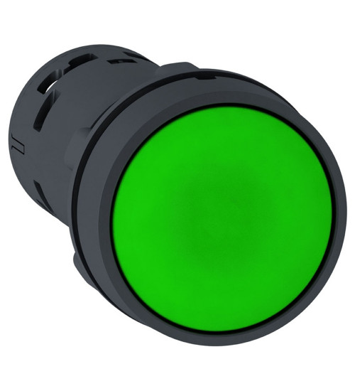 Schneider Electric XB7NA31 - Monolithic push button, plastic, green, Ã22, spring return, unmarked, 1 NO