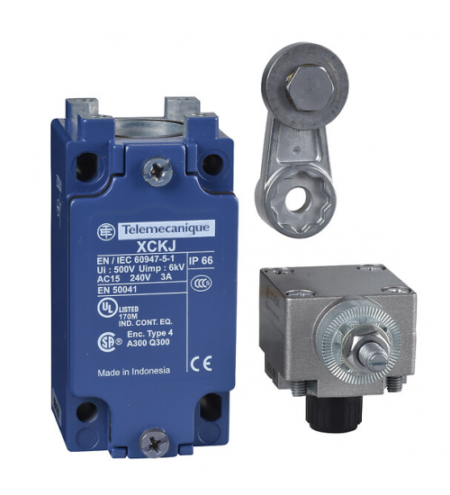 XCKJ10513H7 - Limit switch, XC Standard, XCKJ, steel roller lever, 1NC+1 NO, snap action, 1/2NPT - Telemecanique Sensors XCKJ10513H7 - Limit switch, XC Standard, XCKJ, steel roller lever, 1NC+1 NO, snap action, 1/2NPT - Telemecanique Sensors