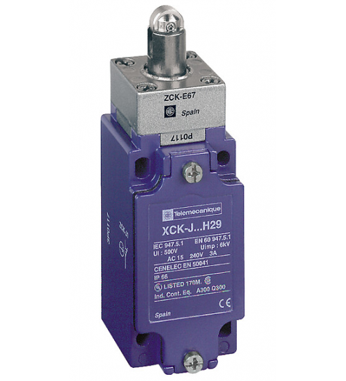 XCKJ567 - Limit switch, XC Standard, XCKJ, steel roller plunger reinforced, 1NC+1 NO, slow, Pg13 - Telemecanique Sensors XCKJ567 - Limit switch, XC Standard, XCKJ, steel roller plunger reinforced, 1NC+1 NO, slow, Pg13 - Telemecanique Sensors
