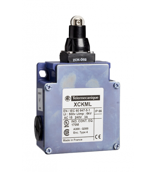 XCKML102 - Limit switch, Limit switches XC Standard, XCKML, steel roller plunger, 2x(1NC+1NO), snap action, Pg13 - Telemecanique Sensors XCKML102 - Limit switch, Limit switches XC Standard, XCKML, steel roller plunger, 2x(1NC+1NO), snap action, Pg13 - Telemecanique Sensors