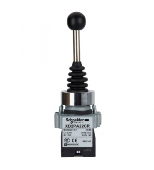 Schneider Electric XD2PA22CR - 2 NO 2 positions momentary spring return wobble stick-Ã 22 mm - 6 A, 400 V Schneider Electric XD2PA22CR - 2 NO 2 positions momentary spring return wobble stick-Ã 22 mm - 6 A, 400 V