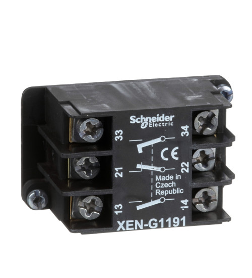 Schneider Electric XENG1191 - spring return contact block - 1 NC + 2 NO - front mounting