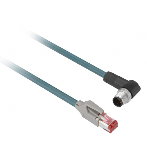 XGSZ22E4503 - Ethernet copper cable, Radio frequency identification XG, Jumper M12/RJ45 straight/ elbowed shielded 3 m - Telemecanique Sensors