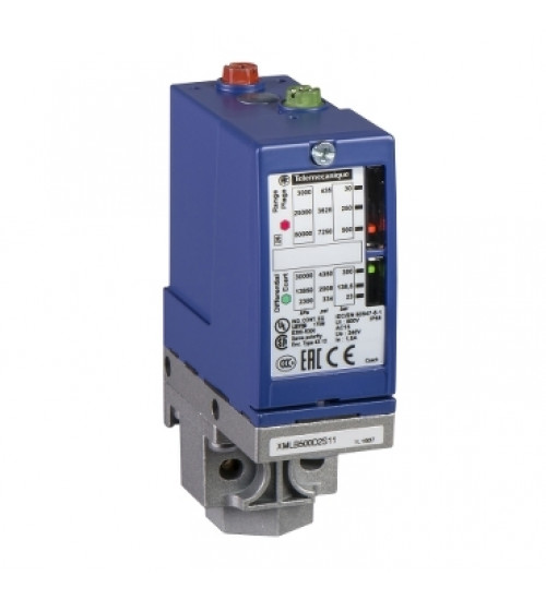 XMLB160D2S11 - Pressure switch XMLB 160 bar - adjustable scale 2 thresholds - 1 C/O - Telemecanique Sensors