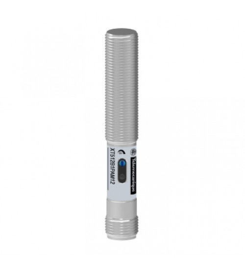 XT512B1PAM12 - Capacitive proximity sensors XT, cylindrical M12, brass, 3-wire, Sn 2mm, 24 V DC, connector M12, 1 NO - Telemecanique
