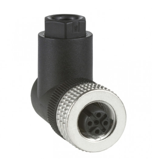 XZCC12FCM40B - Female, M12, 4 pin, elbowed connector, cable gland Pg 7 - Telemecanique Sensors