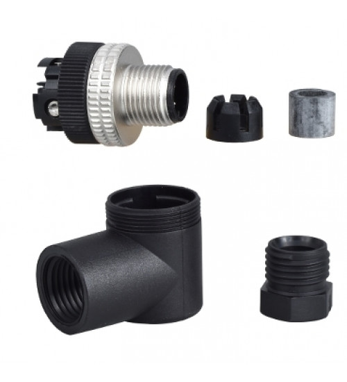 XZCC12MCM40B - Male, M12, 4 pin, elbowed connector, cable gland Pg 7 - Telemecanique