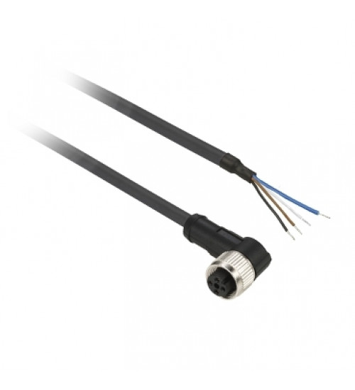 XZCP1041L2 - Pre wired connectors XZ, elbowed female, M8, 4 pins, cable PUR 2 m - Telemecanique