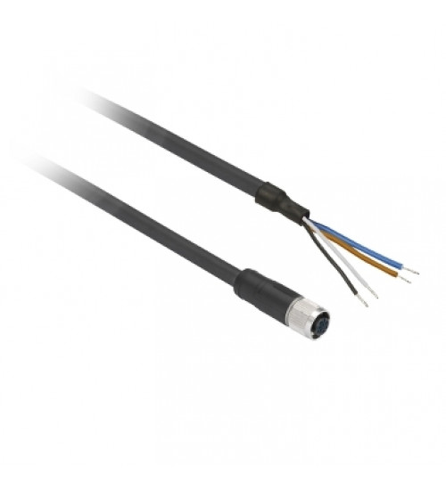 XZCP1141L2 - Pre wired connectors XZ, straight female, M12, 4 pins, cable PUR 2 m - Telemecanique