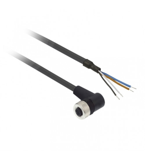 XZCP1241L2 - Pre wired connectors XZ, elbowed female, M12, 4 pins, cable PUR 2 m - Telemecanique