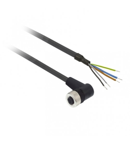 XZCP1264L5 - Pre wired connectors XZ, elbowed female, M12, 5 pins, cable PUR 5 m - Telemecanique