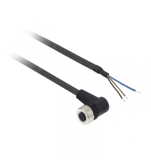 XZCP1340L5 - Pre wired connectors XZ, elbowed female, M12, 3 pins, cable PUR 5 m - Telemecanique
