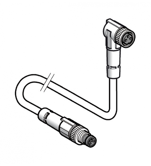 XZCR2706037R1 - Jumper cable XZ, male straight M8 3 pin, female elbowed M8 3 pin, PUR 1 m - Telemecanique Sensors