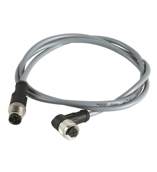 XZCRV1512041C1 - Jumper cable XZ, male straight M12 4 pin, female elbowed M12 4 pin, PVC 1 m - Telemecanique Sensors XZCRV1512041C1 - Jumper cable XZ, male straight M12 4 pin, female elbowed M12 4 pin, PVC 1 m - Telemecanique Sensors