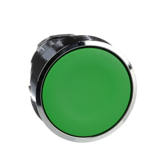 ZB4BA3 - Push button head, metal, flush, green, diameter22, spring return, unmarked - Schneider Electric