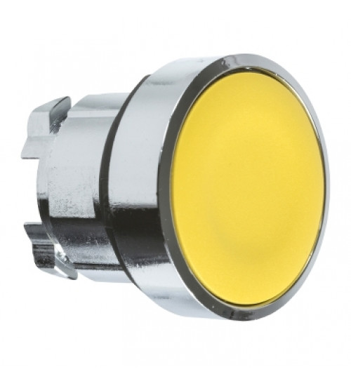 ZB4BA5 - Push button head, metal, flush, yellow, ÃÂ22, spring return, unmarked - Schneider Electric