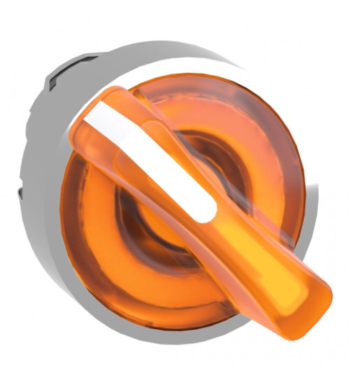 Schneider Electric ZB4BK12537 - Head for illuminated selector switch, Harmony XB4, universal LED,  black metal, orange handle, 22mm, 2 positions, stay put