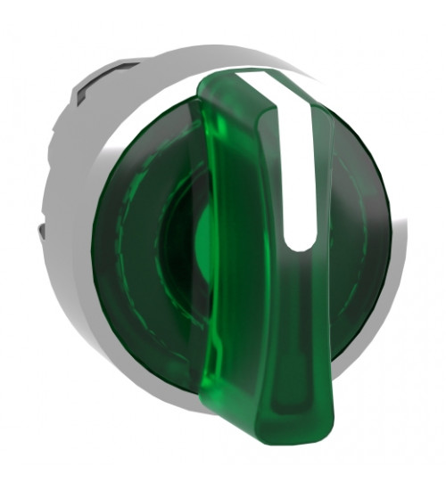 Schneider Electric ZB4BK1333 - Head for illuminated selector switch, Harmony XB4, metal, green handle, 22mm, universal LED, 3 positions, stay put