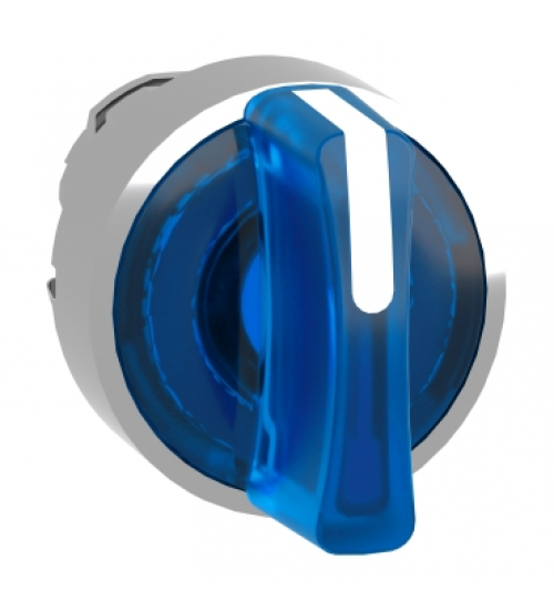 Schneider Electric ZB4BK1363 - Head for illuminated selector switch, Harmony XB4, metal, blue handle, 22mm, universal LED, 3 positions, stay put