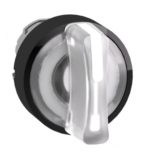 ZB4BK15137 - Head for illuminated selector switch, Harmony XB4, black metal, white handle, 22mm, universal LED, 3 positions, to center - Schneider Electric