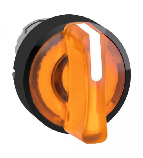Schneider Electric ZB4BK15537 - Head for illuminated selector switch, Harmony XB4, black metal, orange handle, 22mm, universal LED, 3 positions,