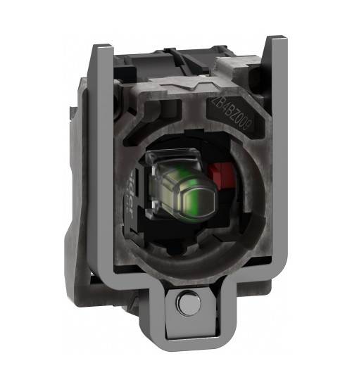 Schneider Electric ZB4BW0G12 - Complete body/contact assembly and light block, Harmony XB4, white, universal LED, body/fixing collar, 1NC, 110...120V