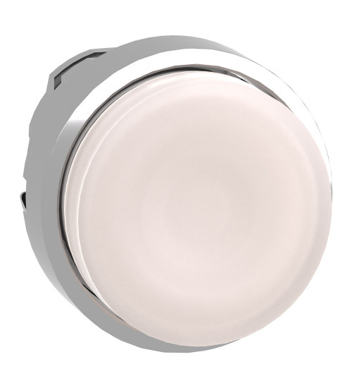 Schneider Electric ZB4BW113 - Head for illuminated push button, Harmony XB4, metal, white projecting, 22mm, universal LED, spring return, plain lens
