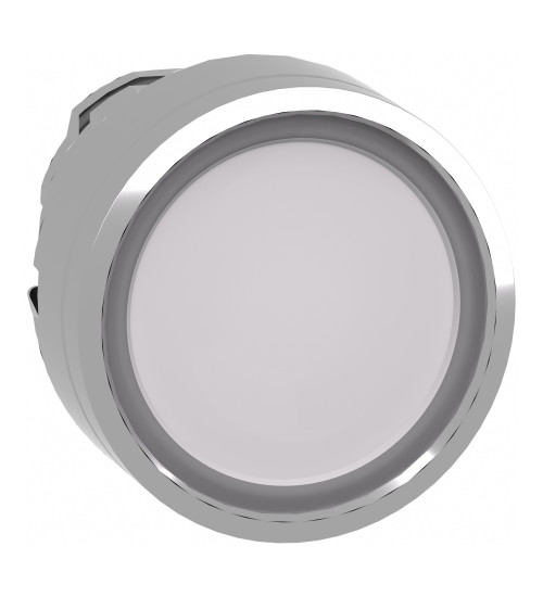 Schneider Electric ZB4BW313 - Head for illuminated push button, Harmony XB4, metal, white flush, 22mm, universal LED, spring return, plan lens