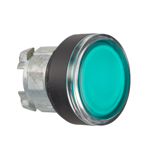 Schneider Electric ZB4BW337 - green flush illuminated pushbutton head Ã22 spring return for BA9s bulb