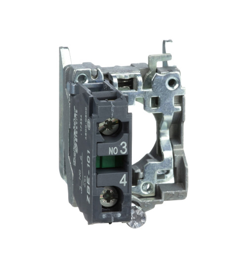 Schneider Electric ZB4BZ101 - Single contact block with body/fixing collar, metal, screw clamp terminal, 1 NO